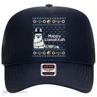 Funny Ugly Hanukkah Sweater, Llama Llamakkah Hat thumb 0