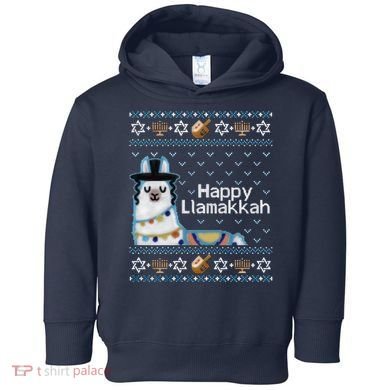 Funny Ugly Hanukkah Sweater, Llama Llamakkah Toddler Hoodie