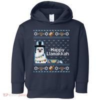 Funny Ugly Hanukkah Sweater, Llama Llamakkah Toddler Hoodie thumb 0