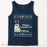 Funny Ugly Hanukkah Sweater, Llama Llamakkah Tank Top thumb 2