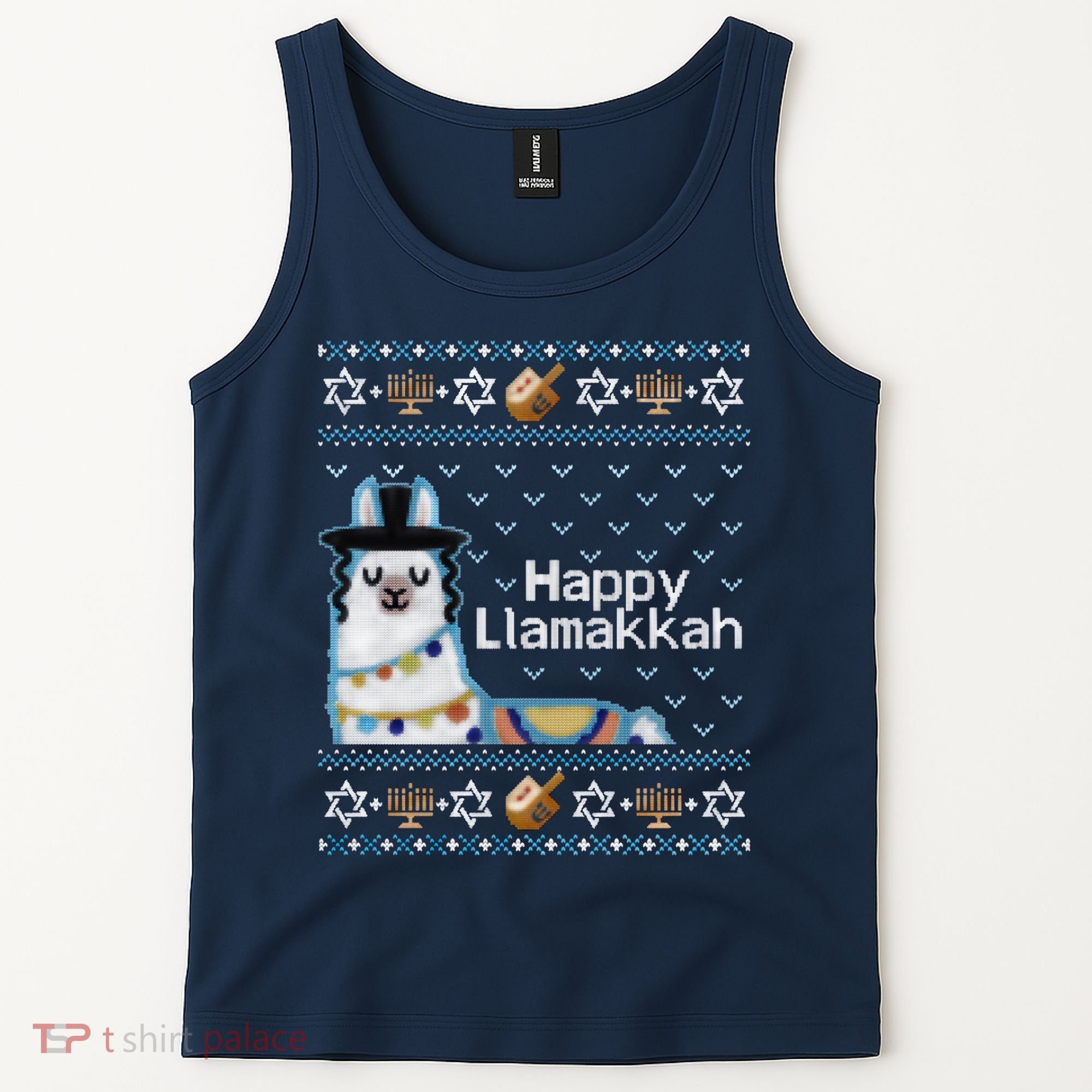 Funny Ugly Hanukkah Sweater, Llama Llamakkah Tank Top