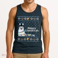 Funny Ugly Hanukkah Sweater, Llama Llamakkah Tank Top thumb 3