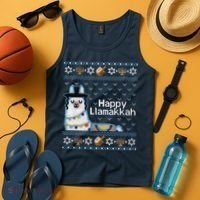 Funny Ugly Hanukkah Sweater, Llama Llamakkah Tank Top thumb 4