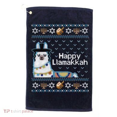 Funny Ugly Hanukkah Sweater, Llama Llamakkah Golf Towel