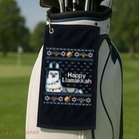 Funny Ugly Hanukkah Sweater, Llama Llamakkah Golf Towel thumb 2