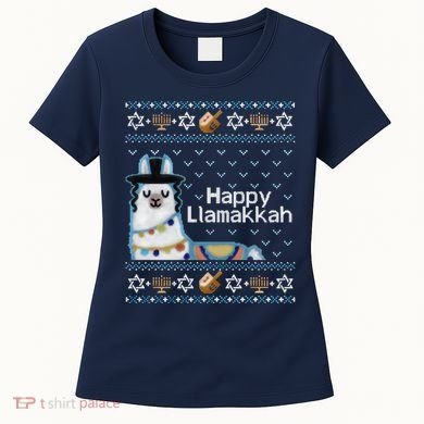 Funny Ugly Hanukkah Sweater, Llama Llamakkah Women's T-Shirt