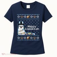 Funny Ugly Hanukkah Sweater, Llama Llamakkah Women's T-Shirt thumb 0