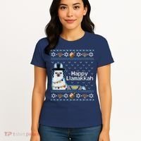 Funny Ugly Hanukkah Sweater, Llama Llamakkah Women's T-Shirt thumb 4