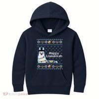 Funny Ugly Hanukkah Sweater, Llama Llamakkah Kids Hoodie thumb 0