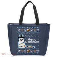 Funny Ugly Hanukkah Sweater, Llama Llamakkah Tote Bag thumb 0