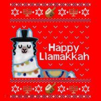 Funny Ugly Hanukkah Sweater, Llama Llamakkah Santa Hat thumb 1