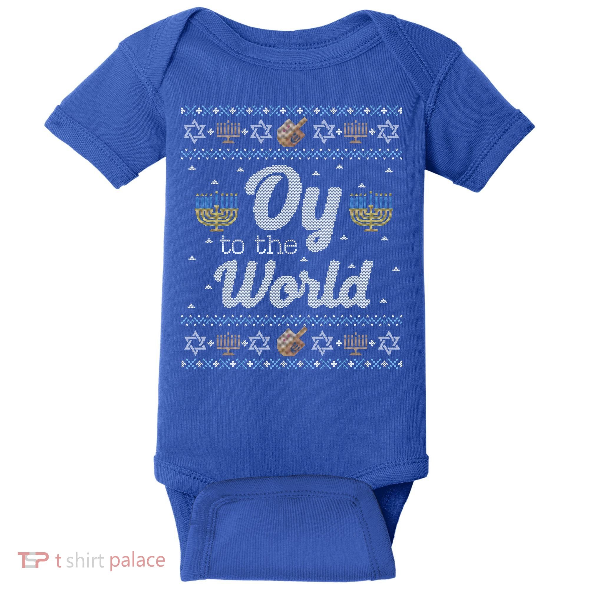 Funny Ugly Hanukkah Sweater Oy To The World Gift Baby Bodysuit