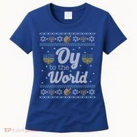 Funny Ugly Hanukkah Sweater Oy To The World Gift Women's T-Shirt thumb 0