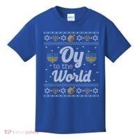 Funny Ugly Hanukkah Sweater Oy To The World Gift Kids T-Shirt thumb 0