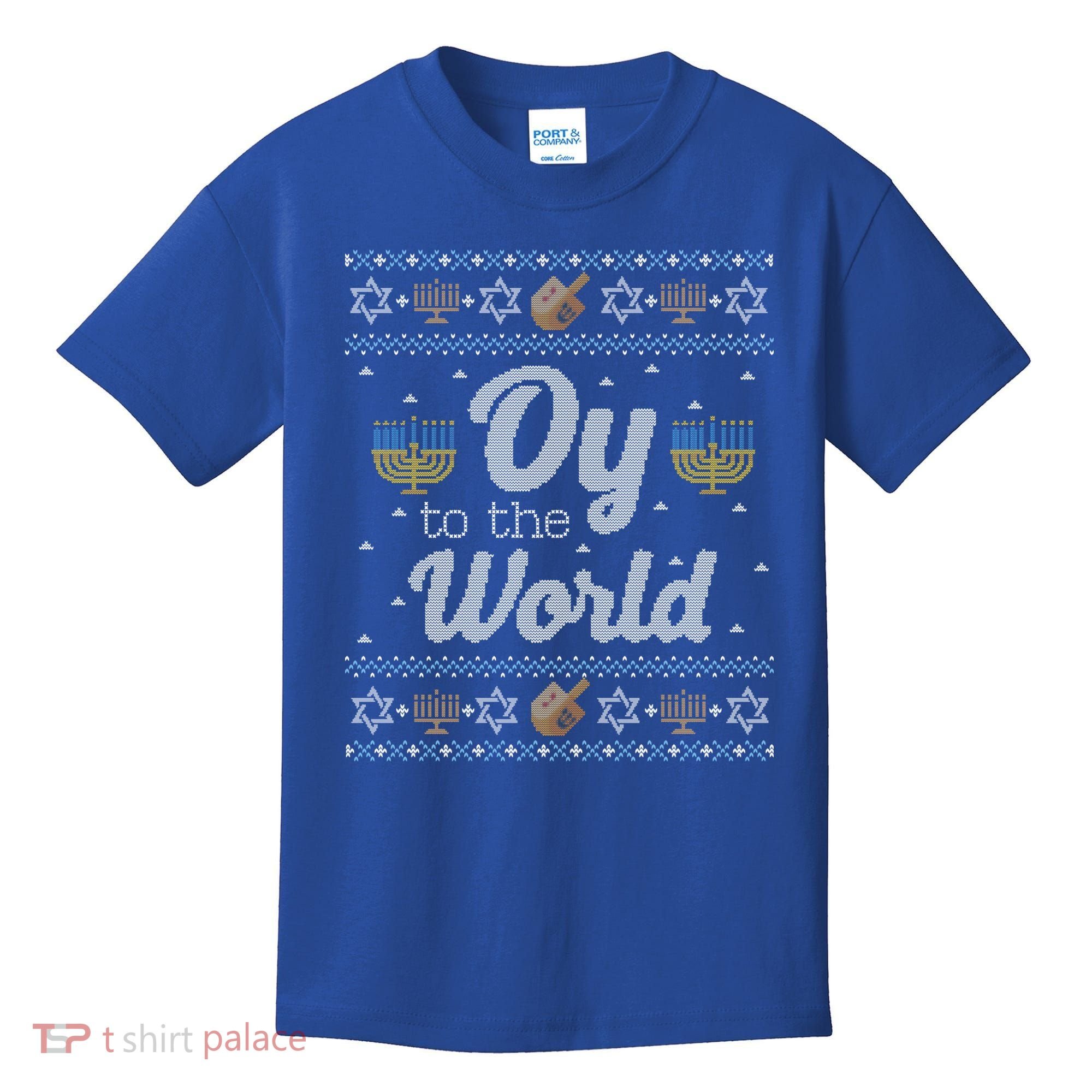 Funny Ugly Hanukkah Sweater Oy To The World Gift Kids T-Shirt