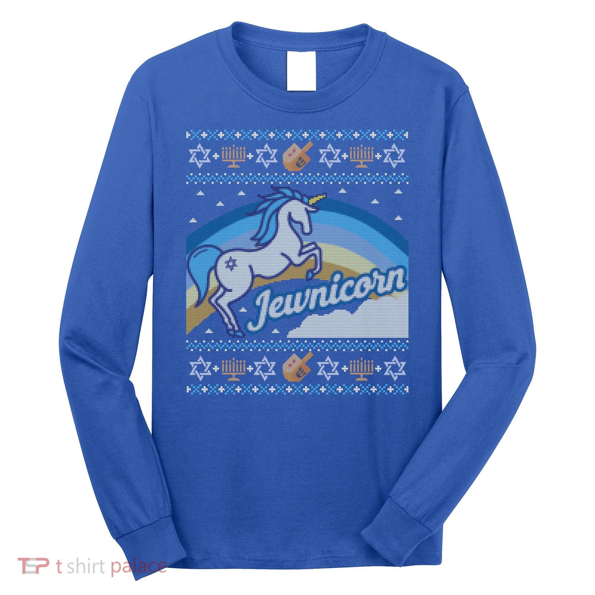 Funny Ugly Hanukkah Sweater Unicorn Jewnicorn Gift Long Sleeve Shirt