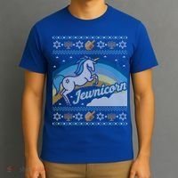 Funny Ugly Hanukkah Sweater Unicorn Jewnicorn Gift T-Shirt thumb 3