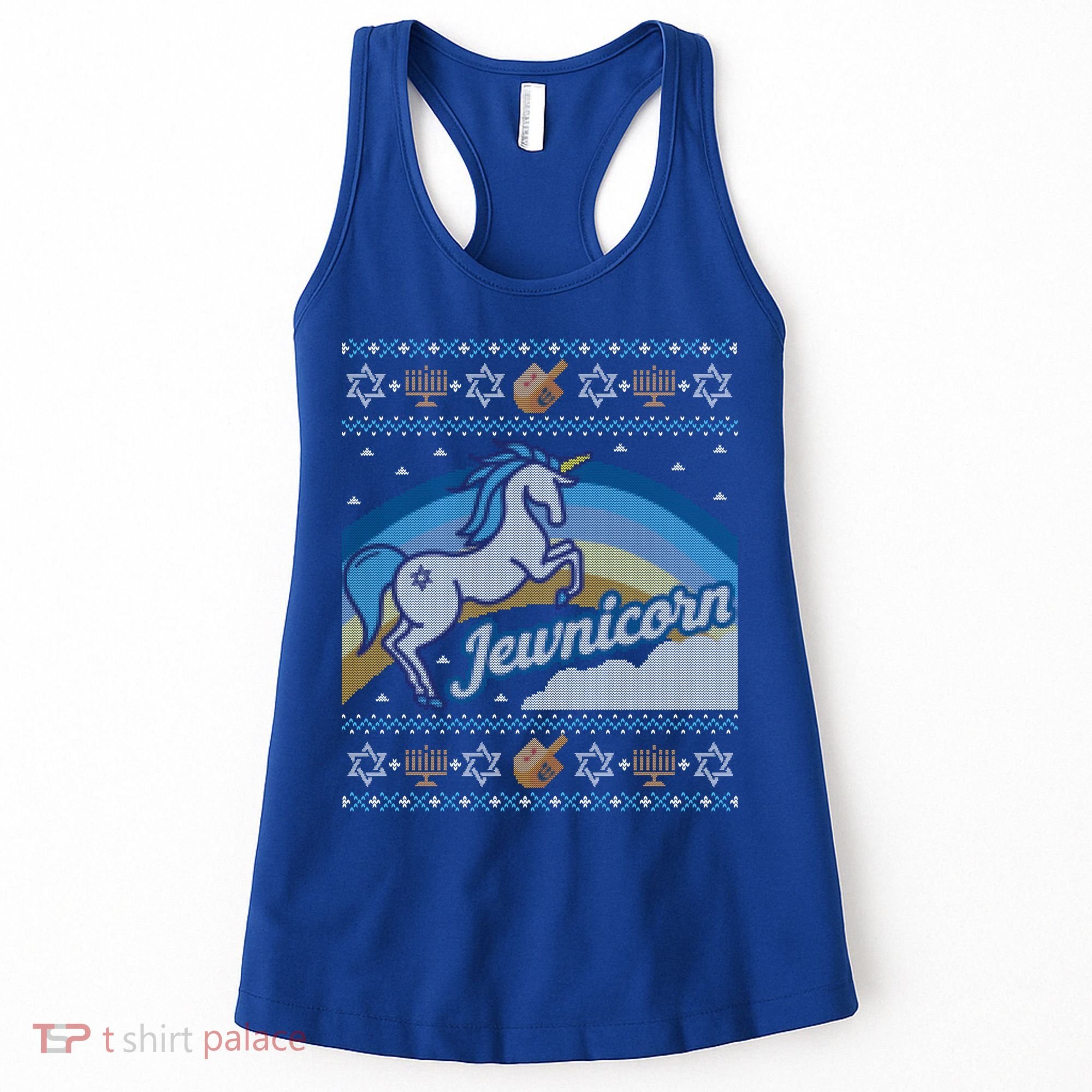 Funny Ugly Hanukkah Sweater Unicorn Jewnicorn Gift Women's Tank Top