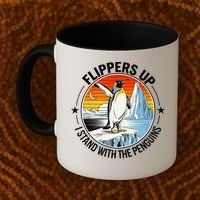 Flippers Up I Stand With The Penguins Arctic Pride Fan Coffee Mug thumb 2