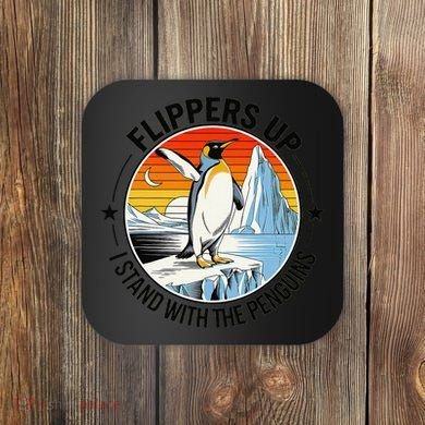 Flippers Up I Stand With The Penguins Arctic Pride Fan Coaster