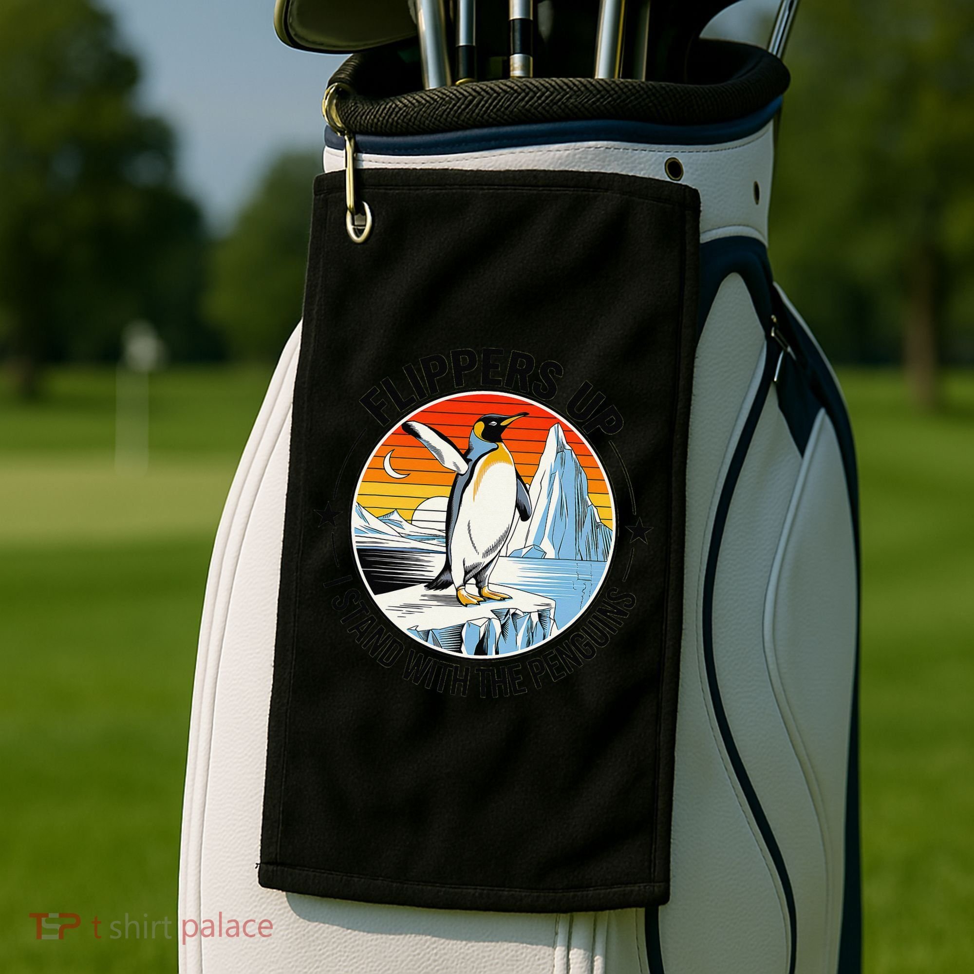 Flippers Up I Stand With The Penguins Arctic Pride Fan Golf Towel
