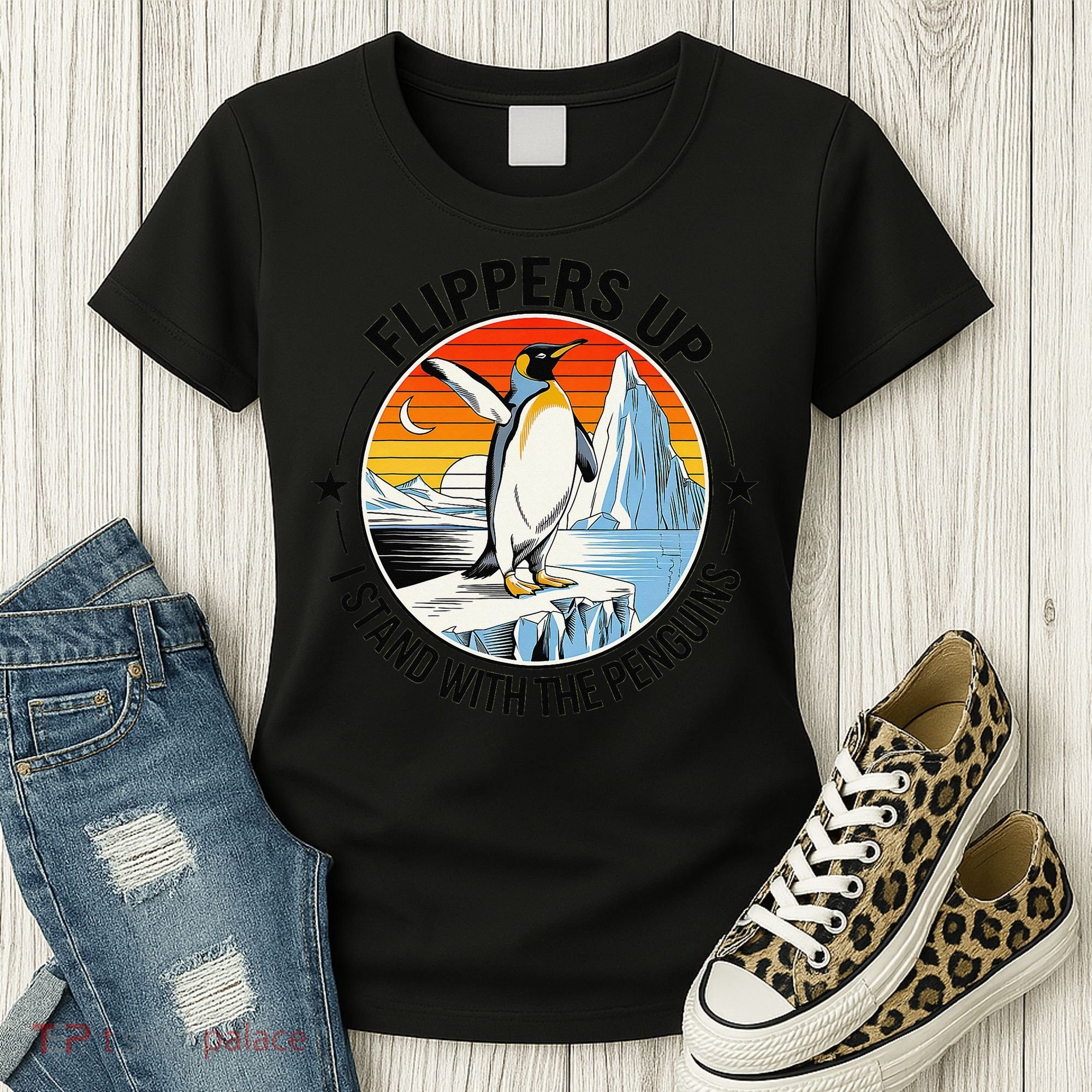 Flippers Up I Stand With The Penguins Arctic Pride Fan Women's T-Shirt