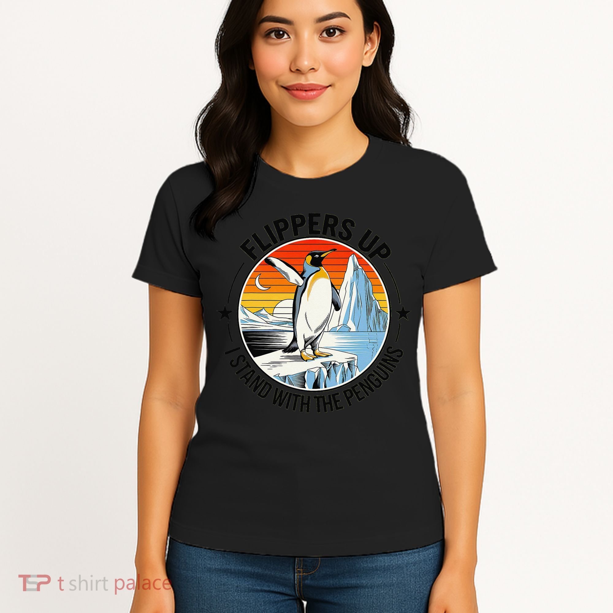 Flippers Up I Stand With The Penguins Arctic Pride Fan Women's T-Shirt