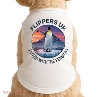 Flippers Up I Stand With The Penguins  Doggie Tank thumb 0
