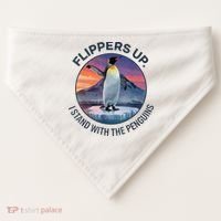 Flippers Up I Stand With The Penguins  USA-Made Doggie Bandana thumb 0