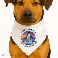 Flippers Up I Stand With The Penguins  USA-Made Doggie Bandana thumb 1