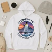 Flippers Up I Stand With The Penguins  Hoodie thumb 3