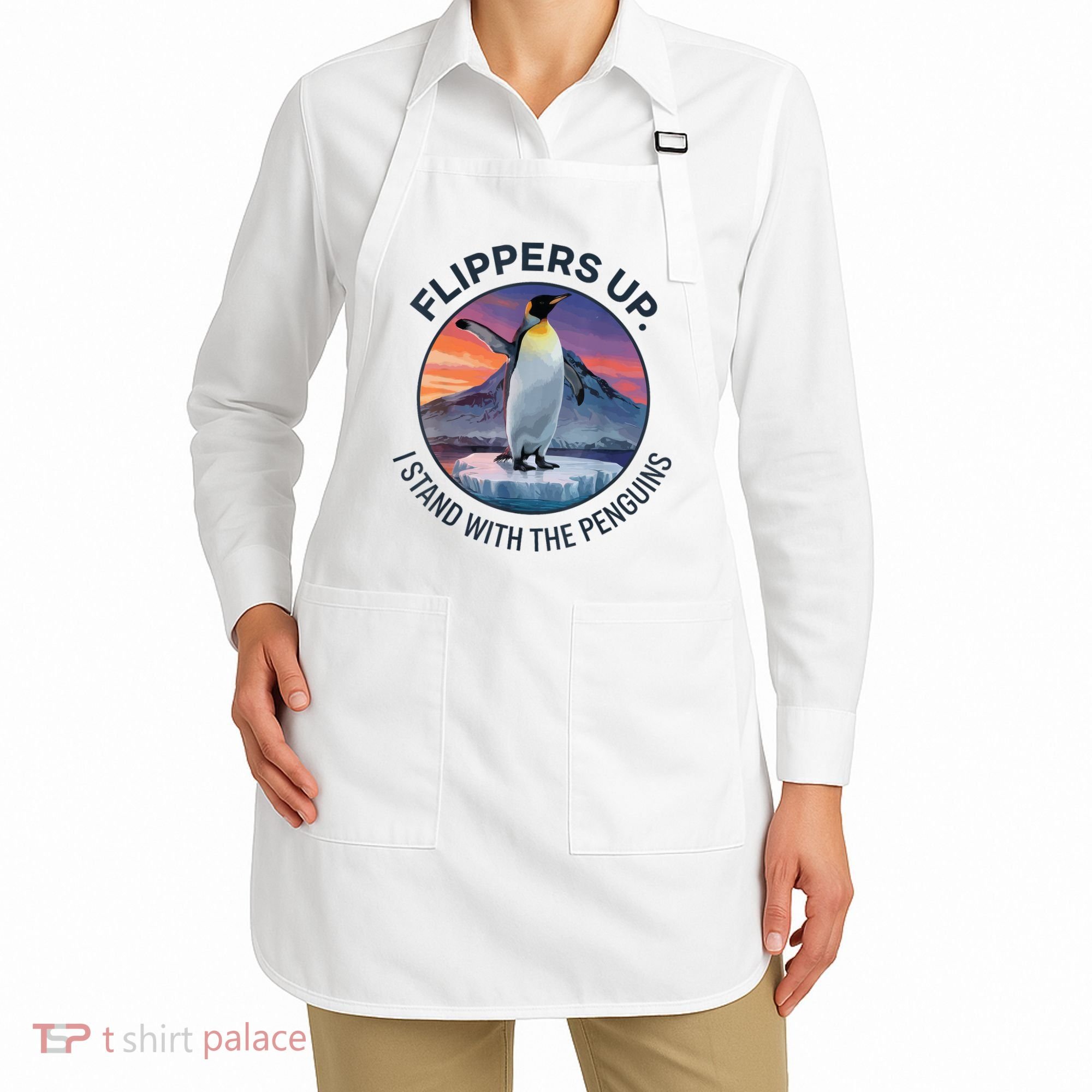 Flippers Up I Stand With The Penguins  Apron