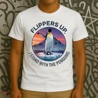 Flippers Up I Stand With The Penguins  T-Shirt thumb 3