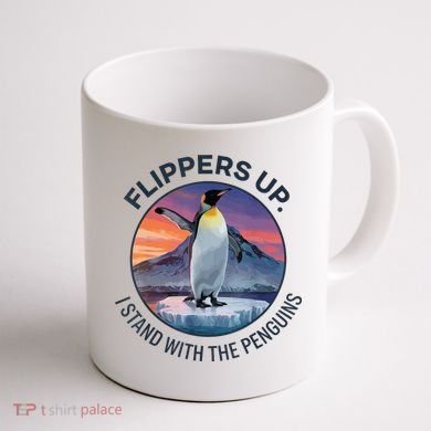 Flippers Up I Stand With The Penguins  Coffee Mug back