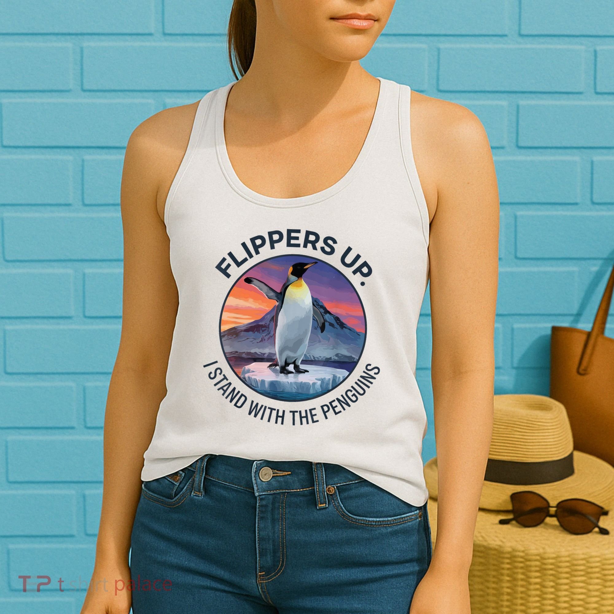 Flippers Up I Stand With The Penguins  Women's Tank Top