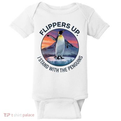 Flippers Up I Stand With The Penguins  Baby Bodysuit