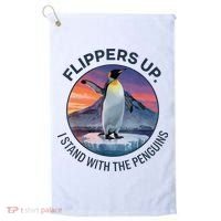 Flippers Up I Stand With The Penguins  Golf Towel thumb 0