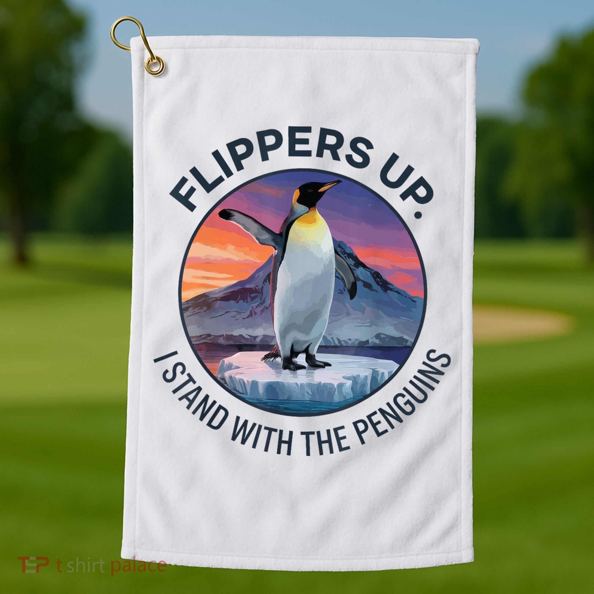 Flippers Up I Stand With The Penguins  Golf Towel