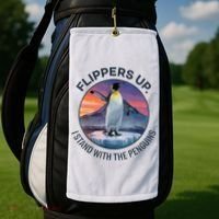 Flippers Up I Stand With The Penguins  Golf Towel thumb 2