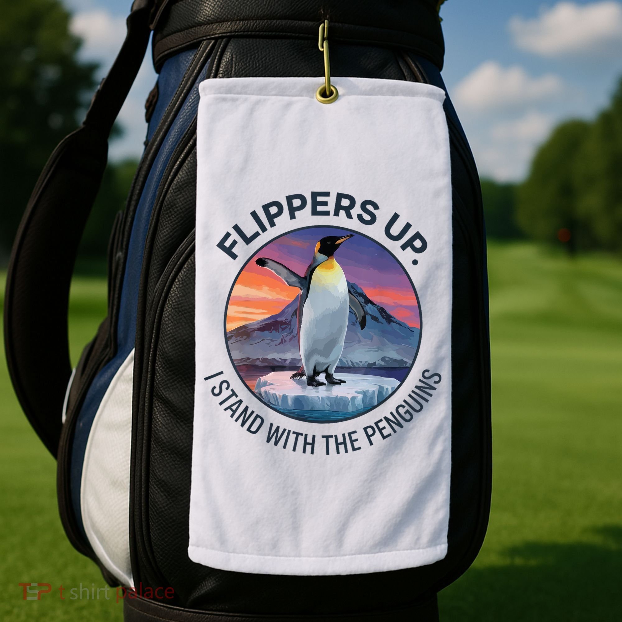 Flippers Up I Stand With The Penguins  Golf Towel