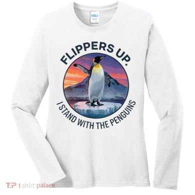 Flippers Up I Stand With The Penguins  Women's Long Sleeve Shirt