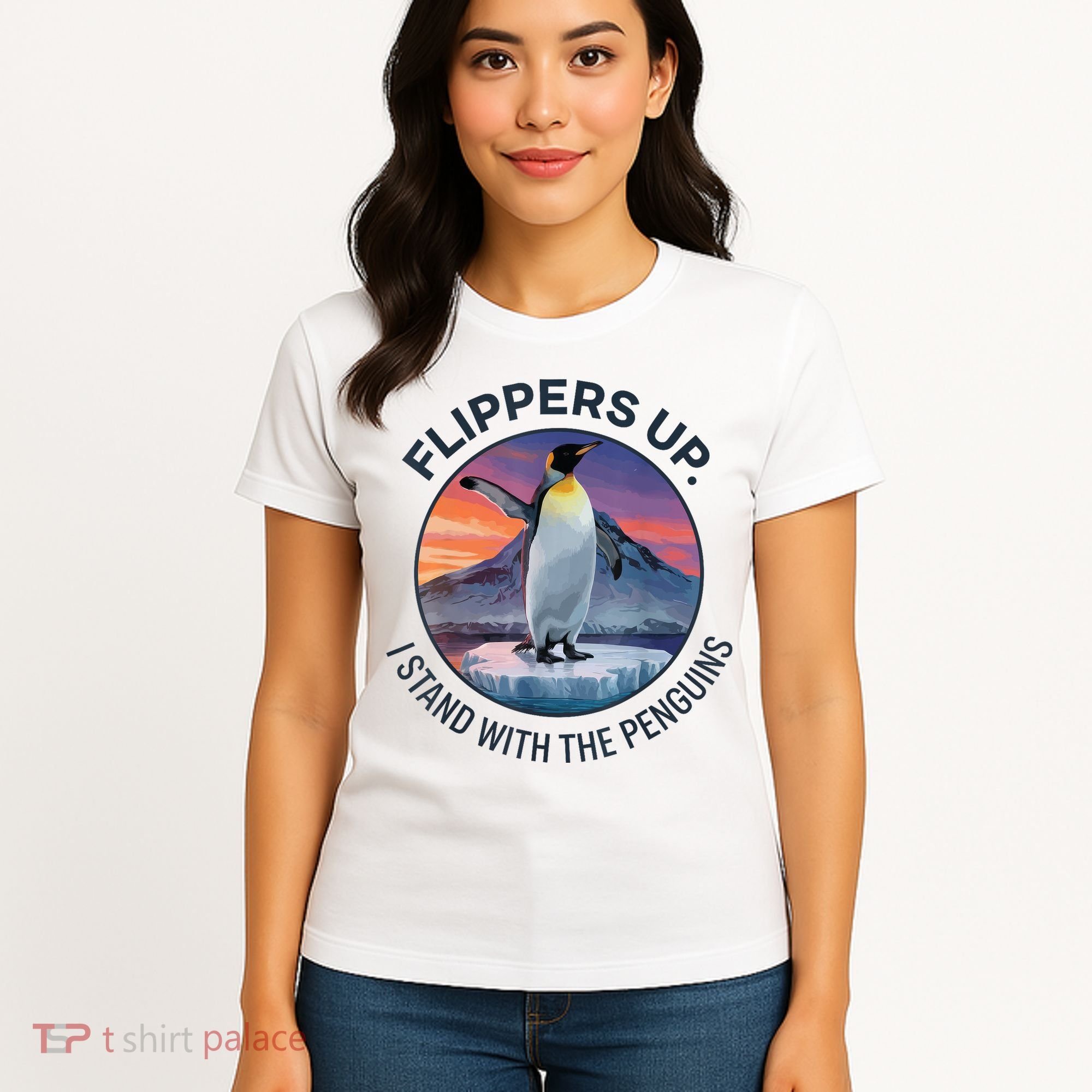 Flippers Up I Stand With The Penguins  Women's T-Shirt