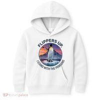 Flippers Up I Stand With The Penguins  Kids Hoodie thumb 0
