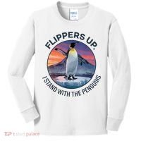 Flippers Up I Stand With The Penguins  Kids Long Sleeve Shirt thumb 0