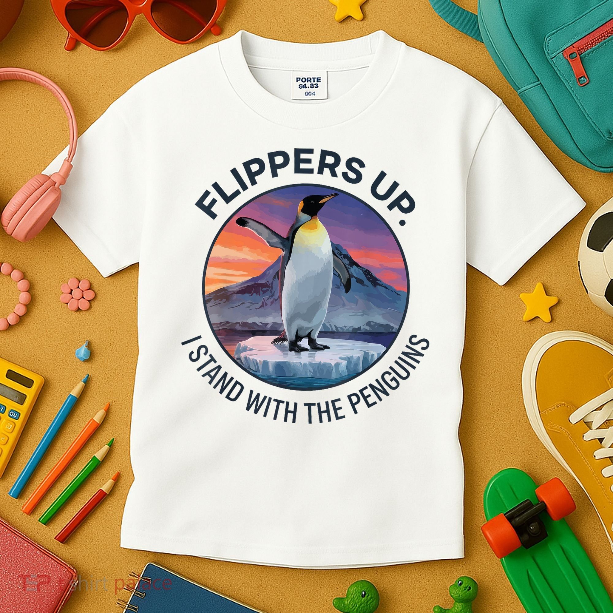 Flippers Up I Stand With The Penguins  Kids T-Shirt