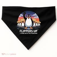 Flippers Up I Stand With Penguins Against Tariffs USA USA-Made Doggie Bandana thumb 0