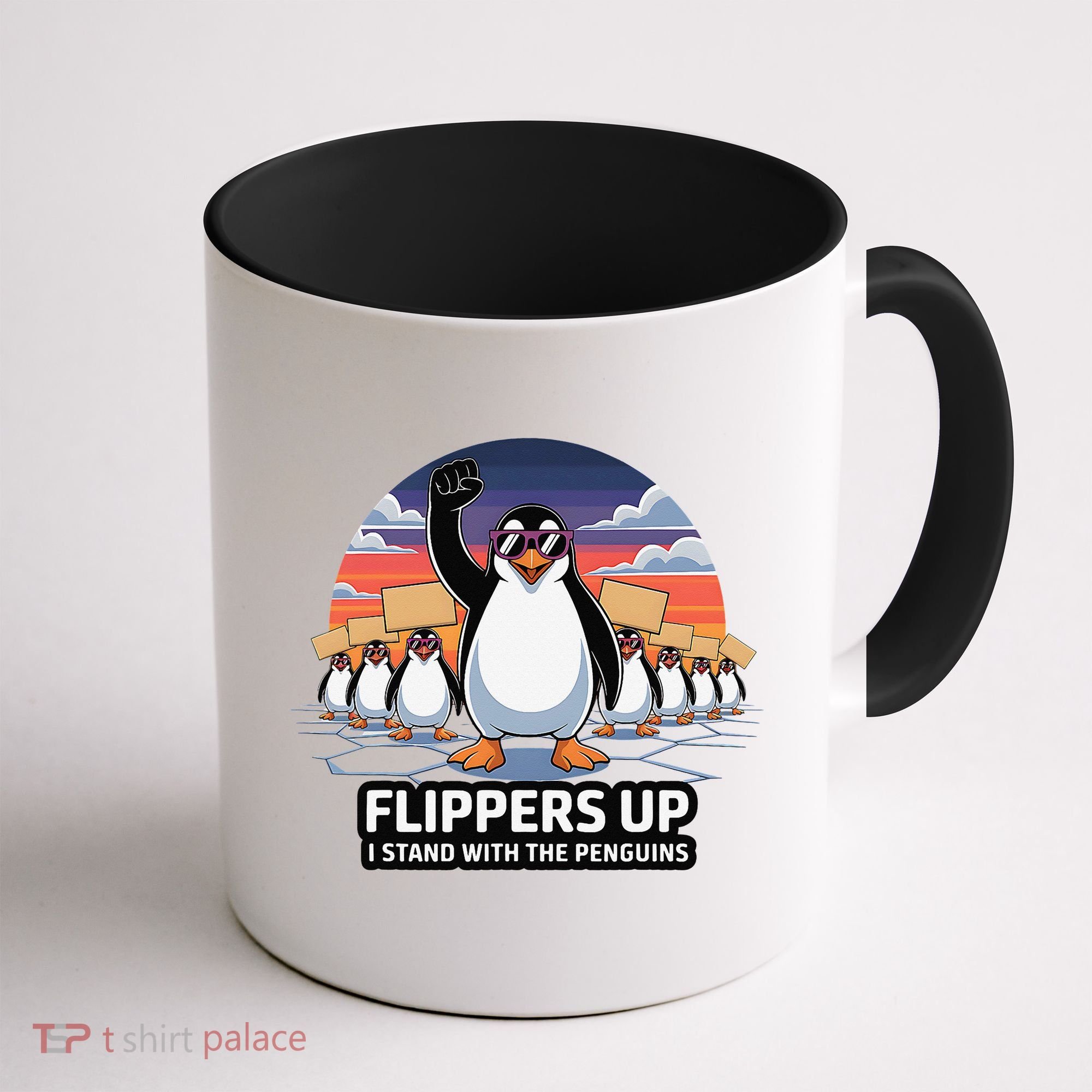 Flippers Up I Stand With Penguins Against Tariffs USA Coffee Mug