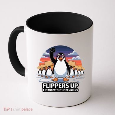 Flippers Up I Stand With Penguins Against Tariffs USA Coffee Mug