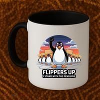 Flippers Up I Stand With Penguins Against Tariffs USA Coffee Mug thumb 2