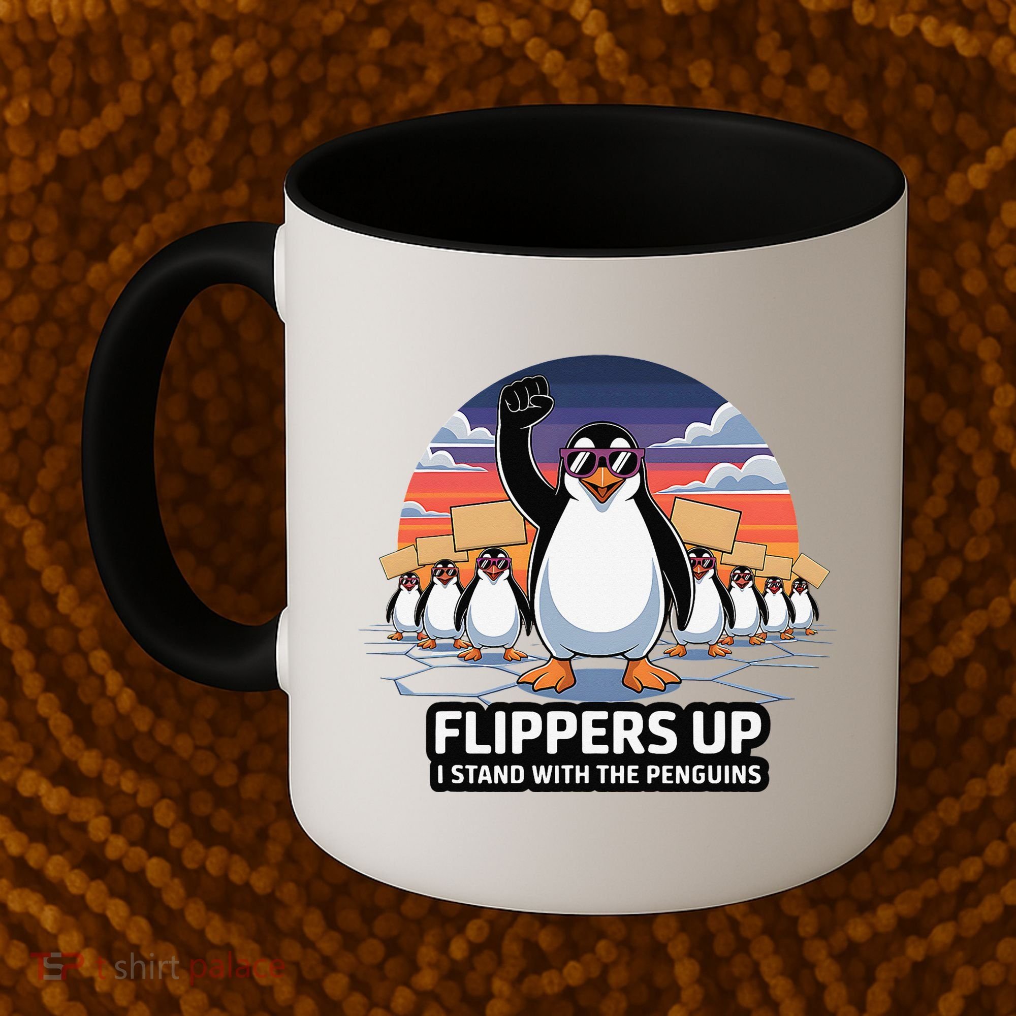 Flippers Up I Stand With Penguins Against Tariffs USA Coffee Mug